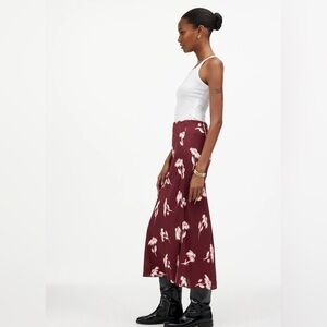 Burgundy Floral Skirt
